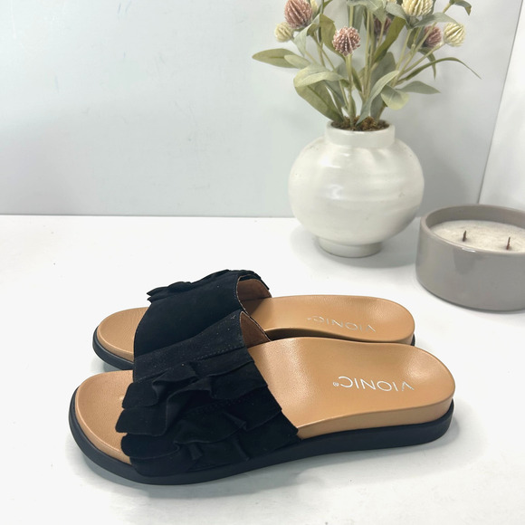 Vionic Palm Roni Suede Slides Sandals Black VS385/15271928 Women’s US 5 NWB - Picture 3 of 10